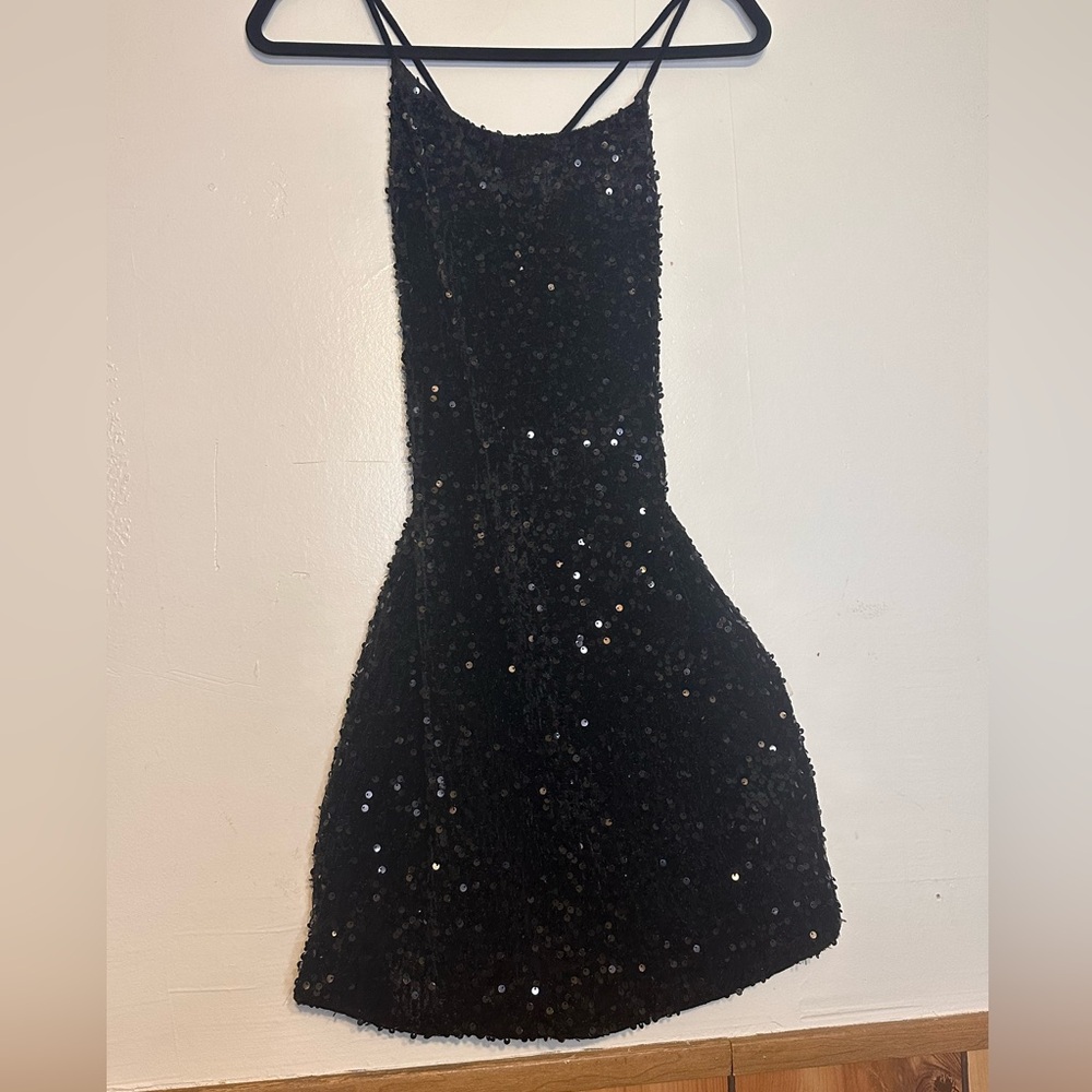 Elegant Black Sequin Mini Dress